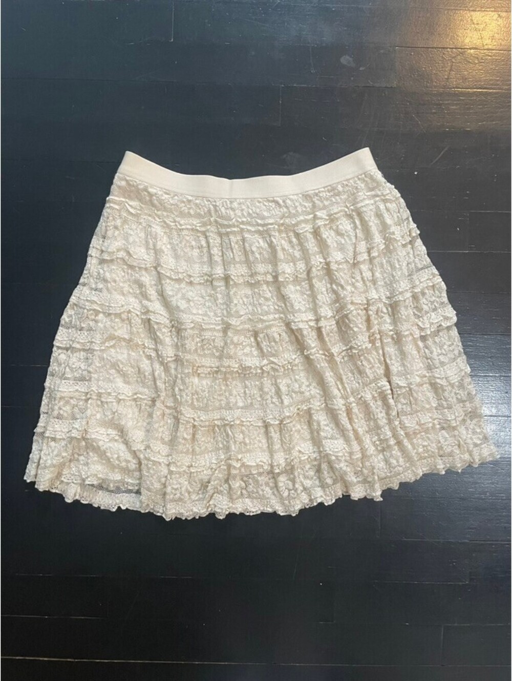 Max Studio Cream Lace Ruffle Skirt Size M - Picture 6 of 8